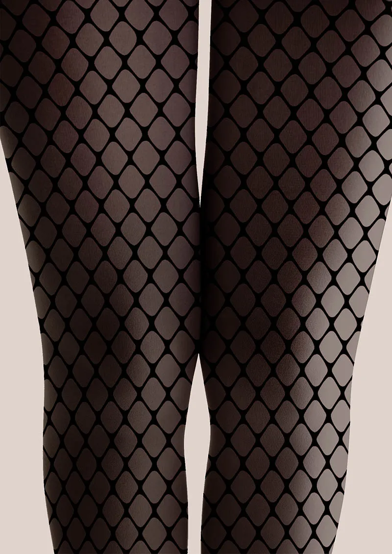 Viken Plan Shadow Grid Plaid Pattern Tights Hosiery Pantyhose - Image 4