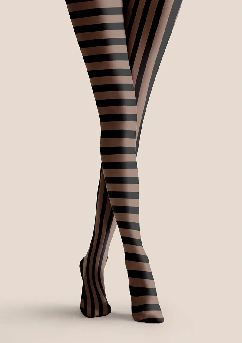 Viken Plan Shadow Panel Stripes Tights Hosiery Pantyhose - Image 3