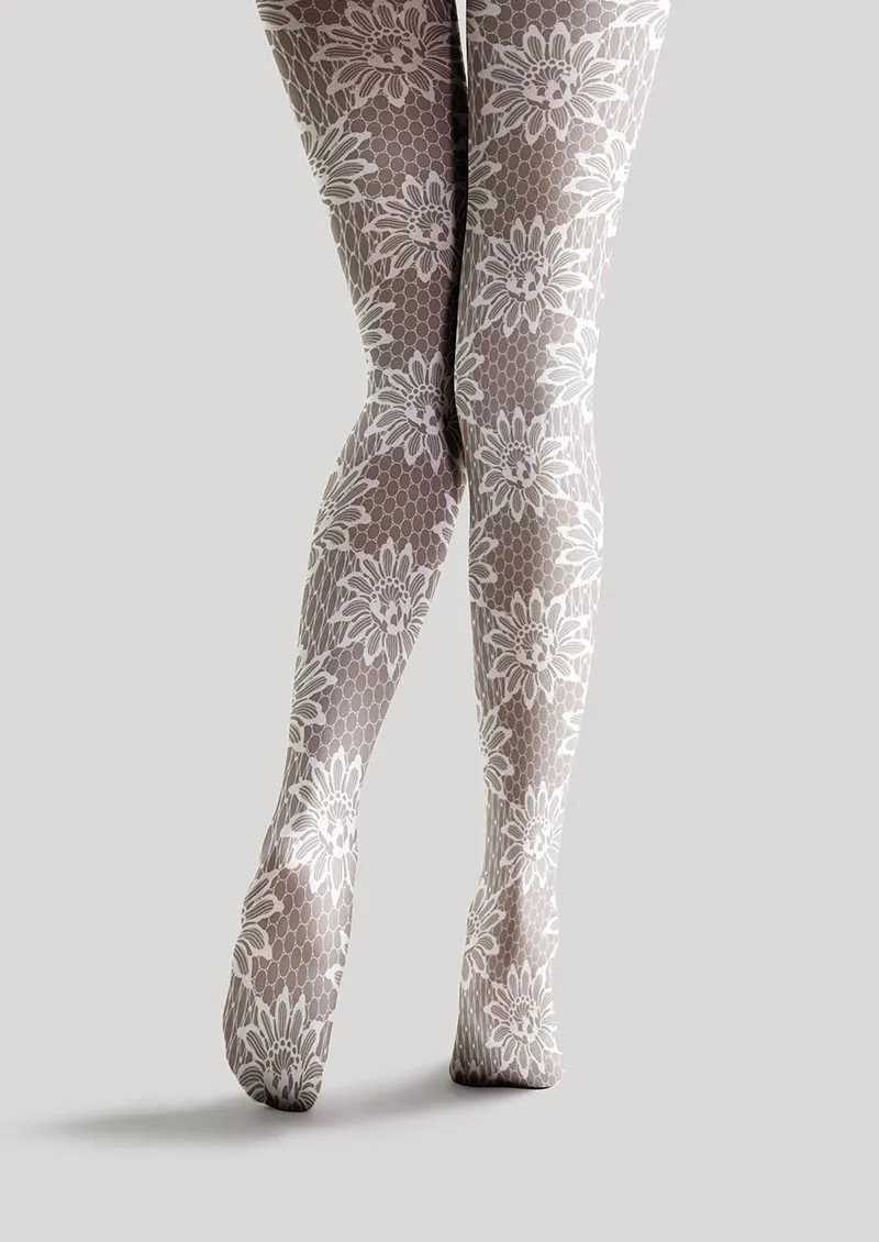 Viken Plan Lace Print Snowflake Lace Tights Hosiery Pantyhose - Image 3