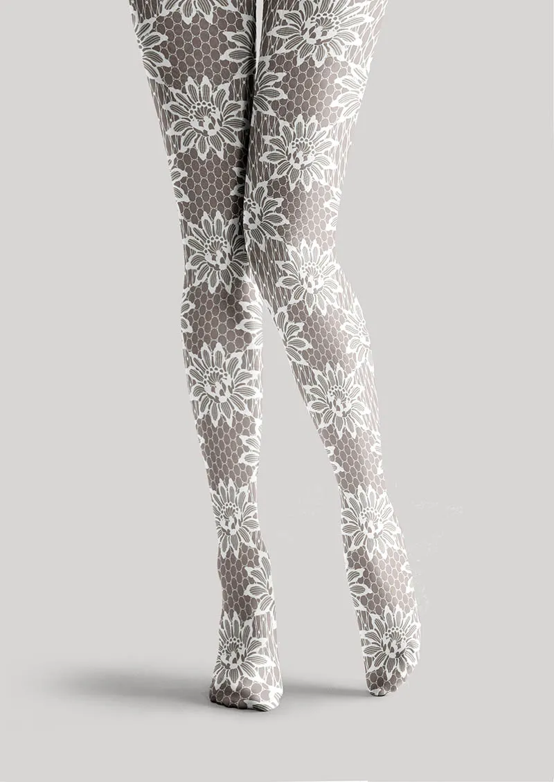Viken Plan Lace Print Snowflake Lace Tights Hosiery Pantyhose - Image 5
