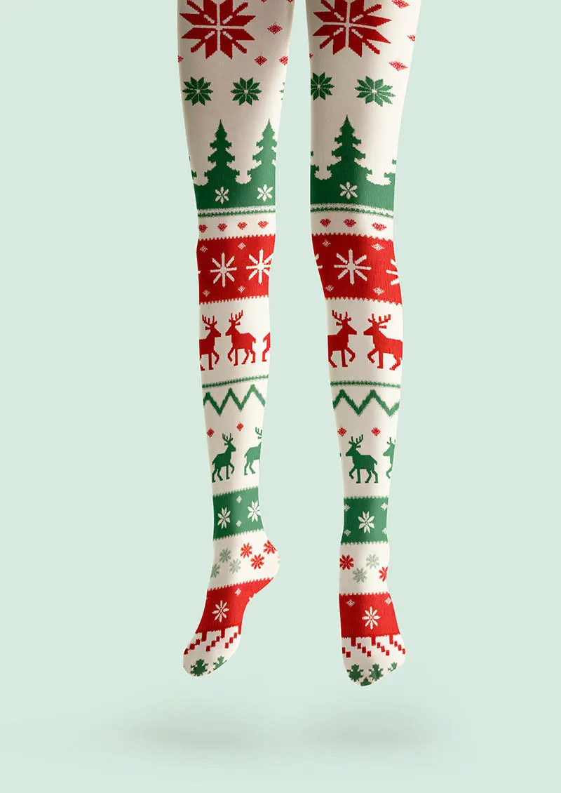 Viken Plan Holiday Fun Art Print Tights Personalized Tights/Tights [Snowy Eve]