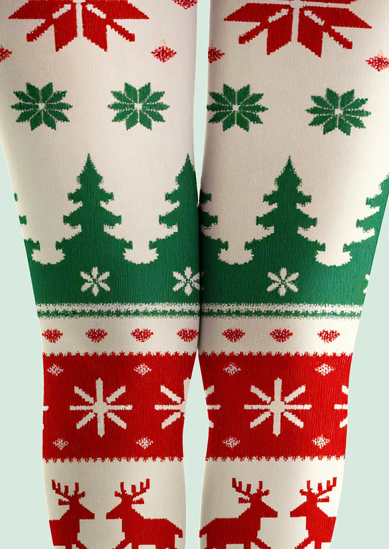 Viken Plan Holiday Fun Art Print Tights Personalized Tights/Tights [Snowy Eve] - Image 5