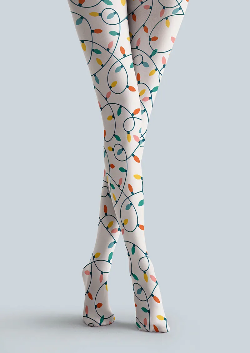 Viken Plan Christmas Fun Art Snowy Night Lanterns Tights Hosiery Pantyhose - Image 3
