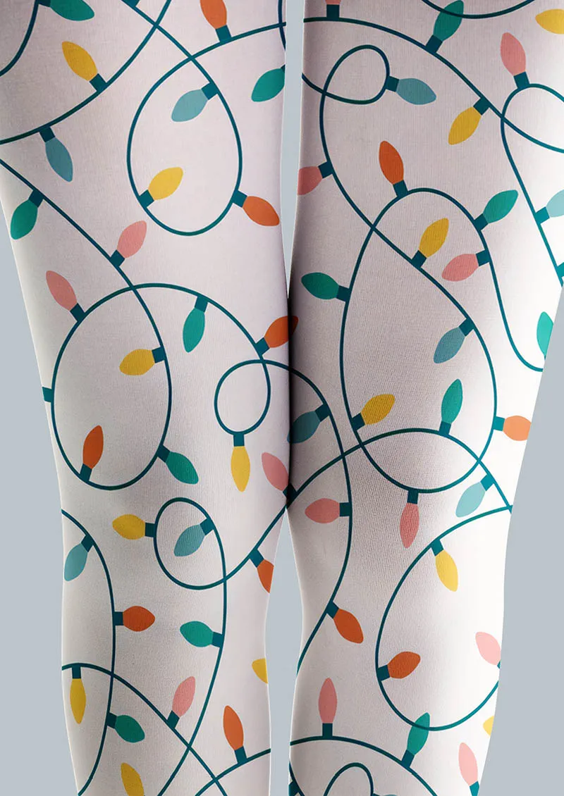 Viken Plan Christmas Fun Art Snowy Night Lanterns Tights Hosiery Pantyhose - Image 4