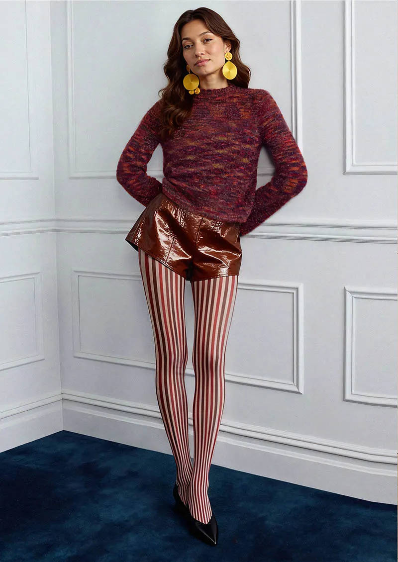 Viken Plan Geometric Art Soft Stripes Tights Hosiery Pantyhose - Image 2