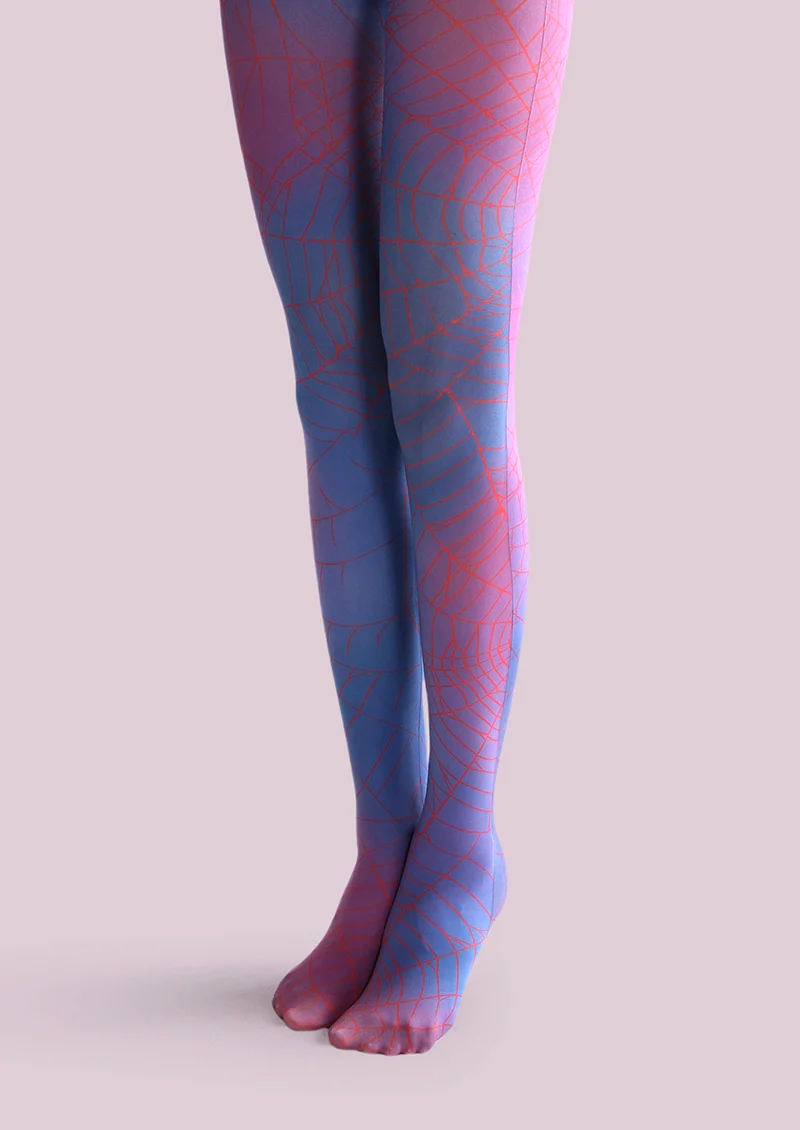 Viken Plan Holiday Print Tights Personality Pantyhose/Tights [Spiderweb Rainbow] - Image 3