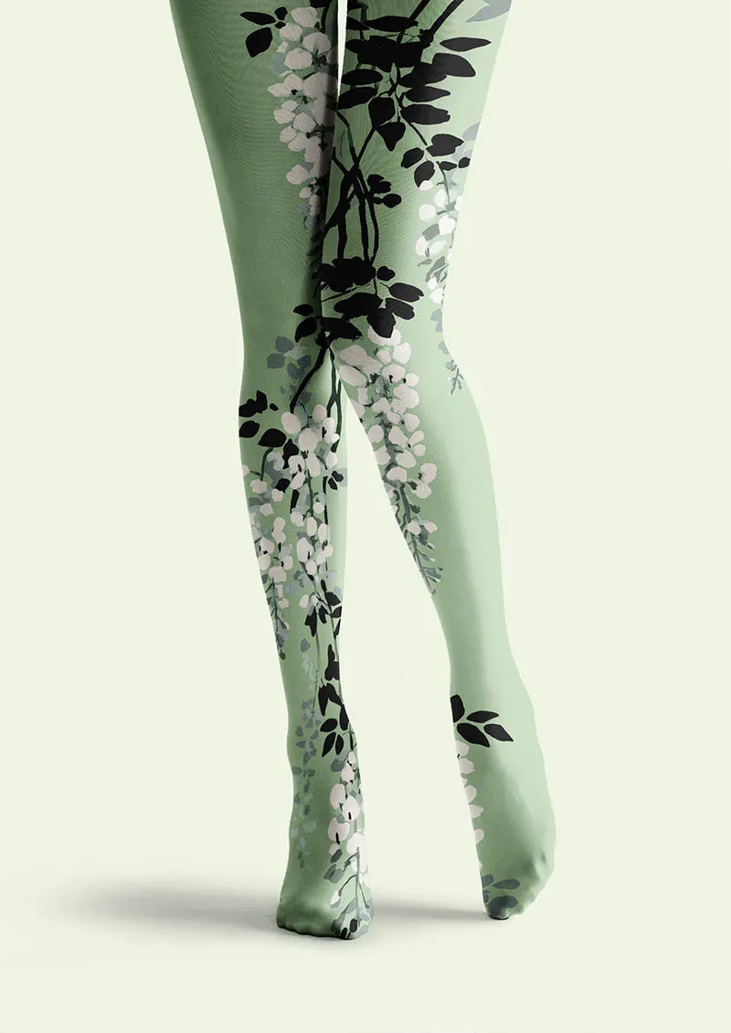 Viken Plan Spring Vine Floral Print Tights Hosiery Pantyhose - Image 3