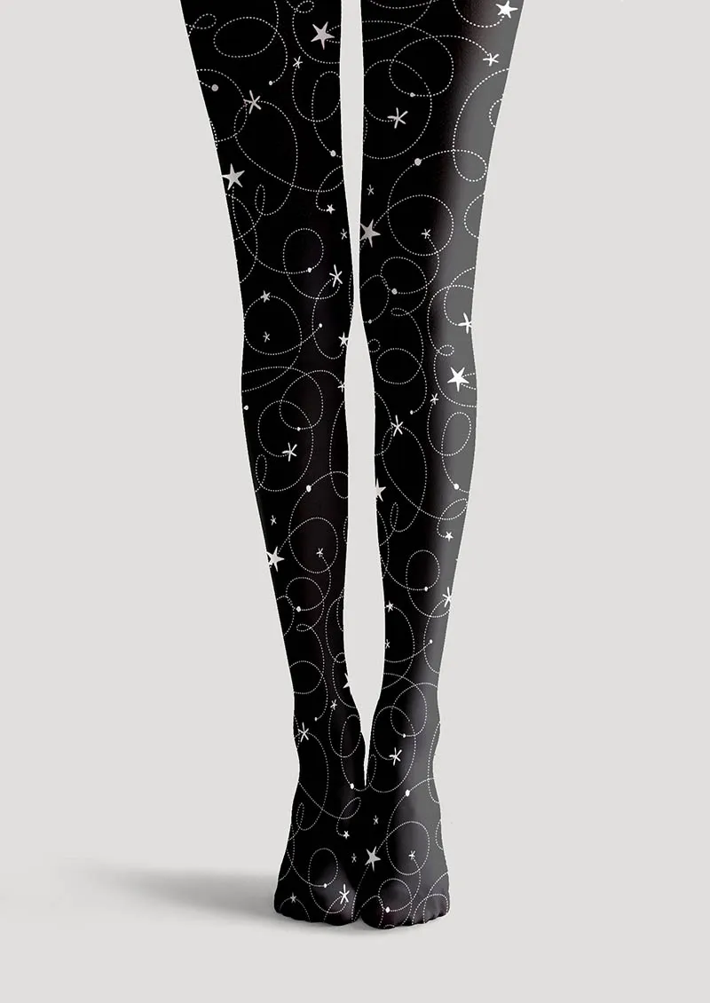 Viken Plan Geometric Art Star Chain Tights Hosiery Pantyhose