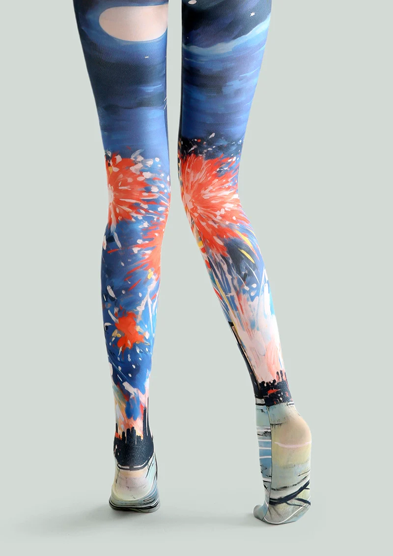 Viken Plan Fun Art Print Tights Colorful Pantyhose /Tights [Statue Of Liberty] - Image 3