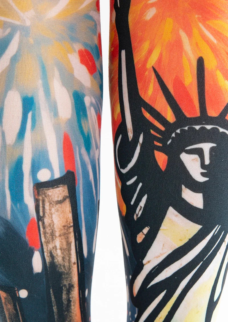 Viken Plan Fun Art Print Tights Colorful Pantyhose /Tights [Statue Of Liberty] - Image 4