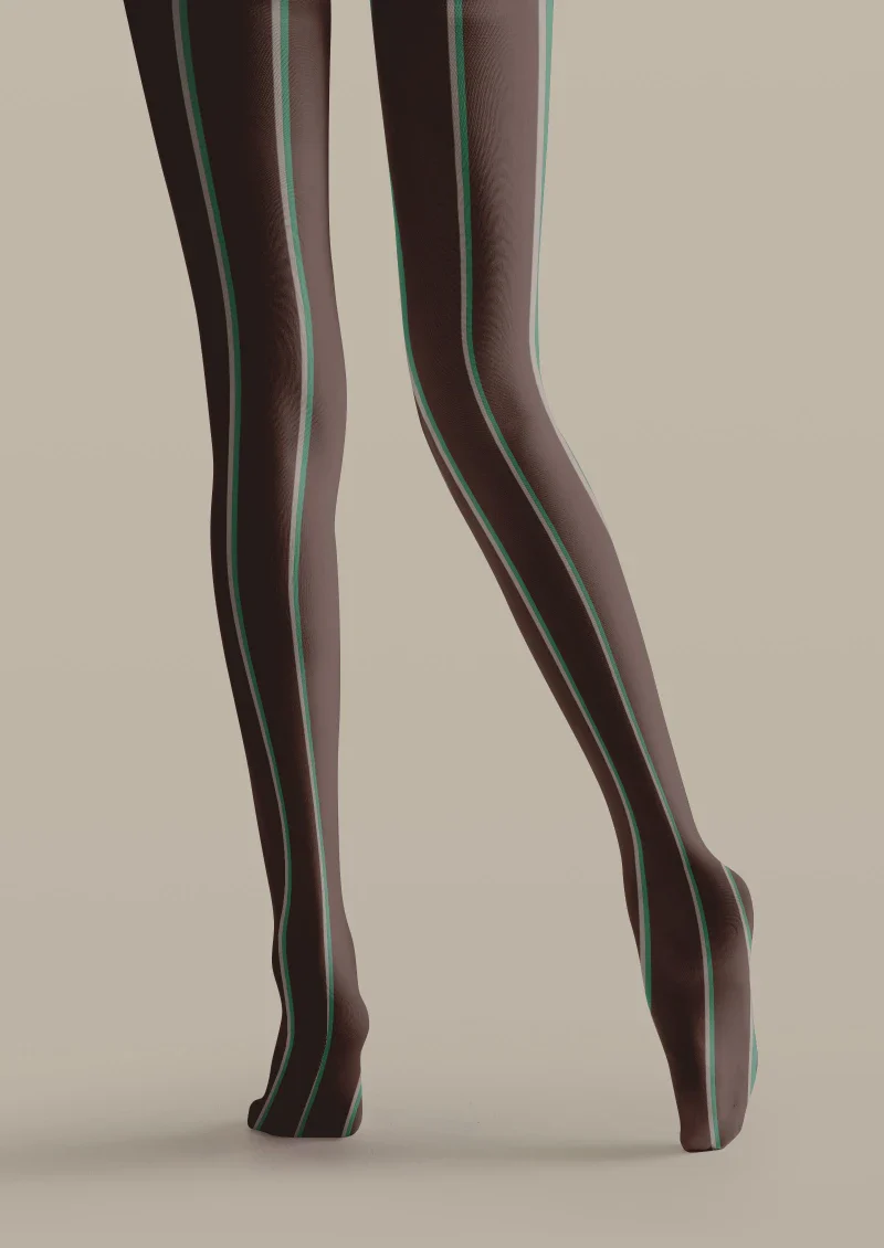 Viken Plan Striped Brown Tights Hosiery Pantyhose - Image 4