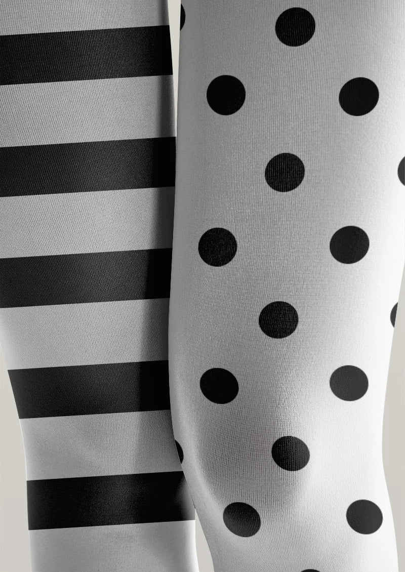 Viken Plan Striped Polka Dot Contrast Tights Hosiery Pantyhose - Image 3