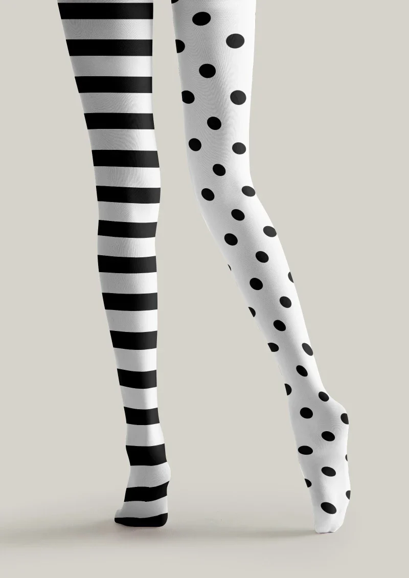 Viken Plan Striped Polka Dot Contrast Tights Hosiery Pantyhose - Image 4