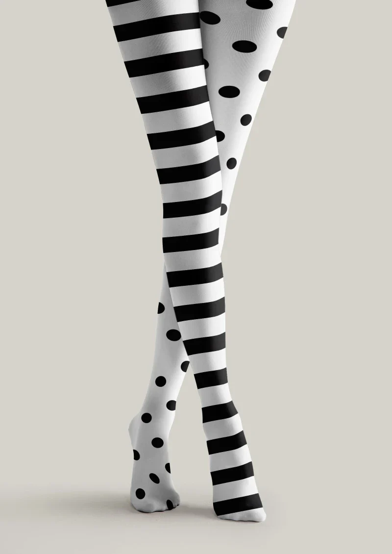 Viken Plan Striped Polka Dot Contrast Tights Hosiery Pantyhose - Image 5