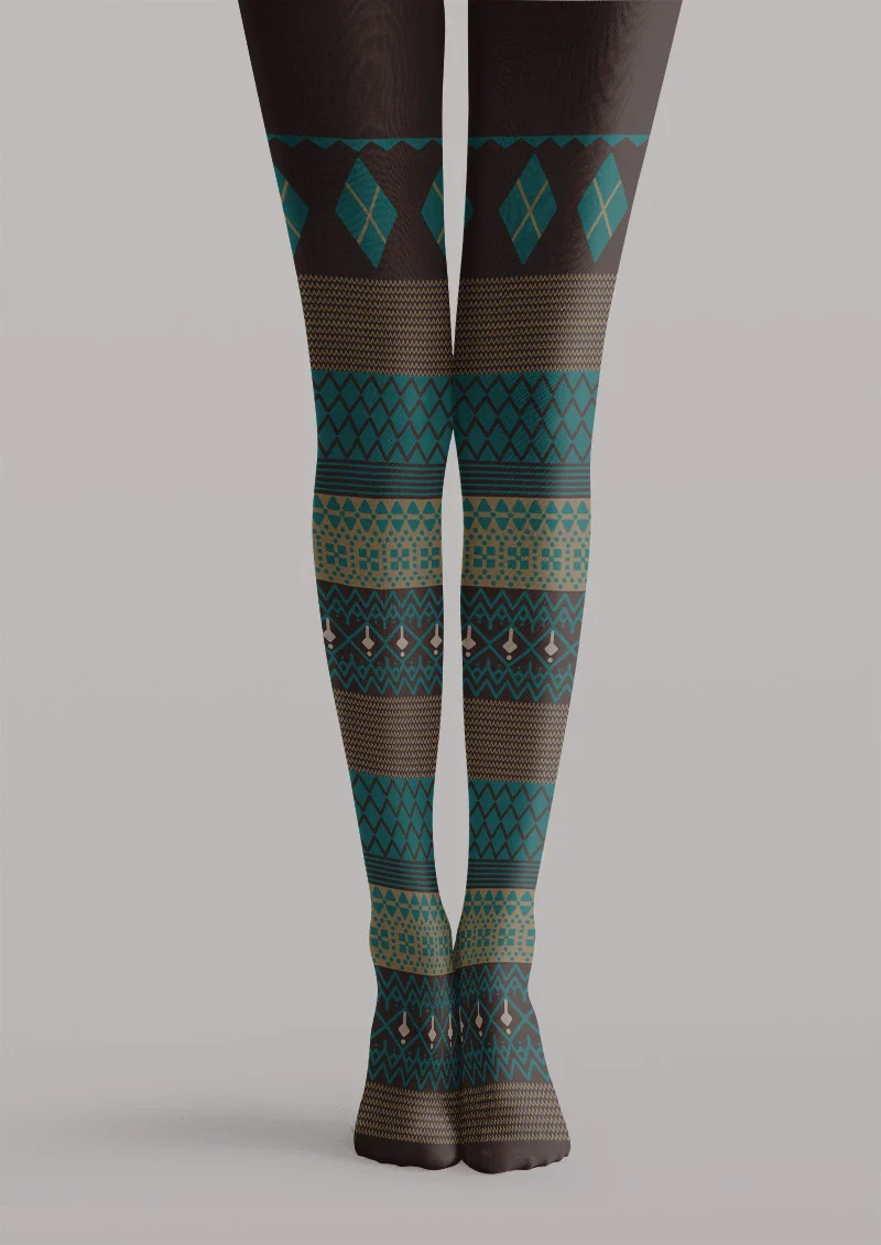 Viken Plan Argyle Ethnic Tights Hosiery Pantyhose