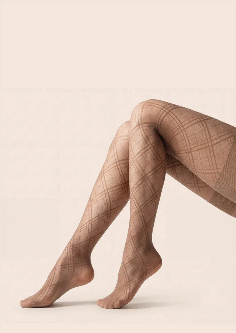 Viken Plan Argyle Texture Geometric Aesthetic Silky Pantyhose Tights Hosiery - Image 11