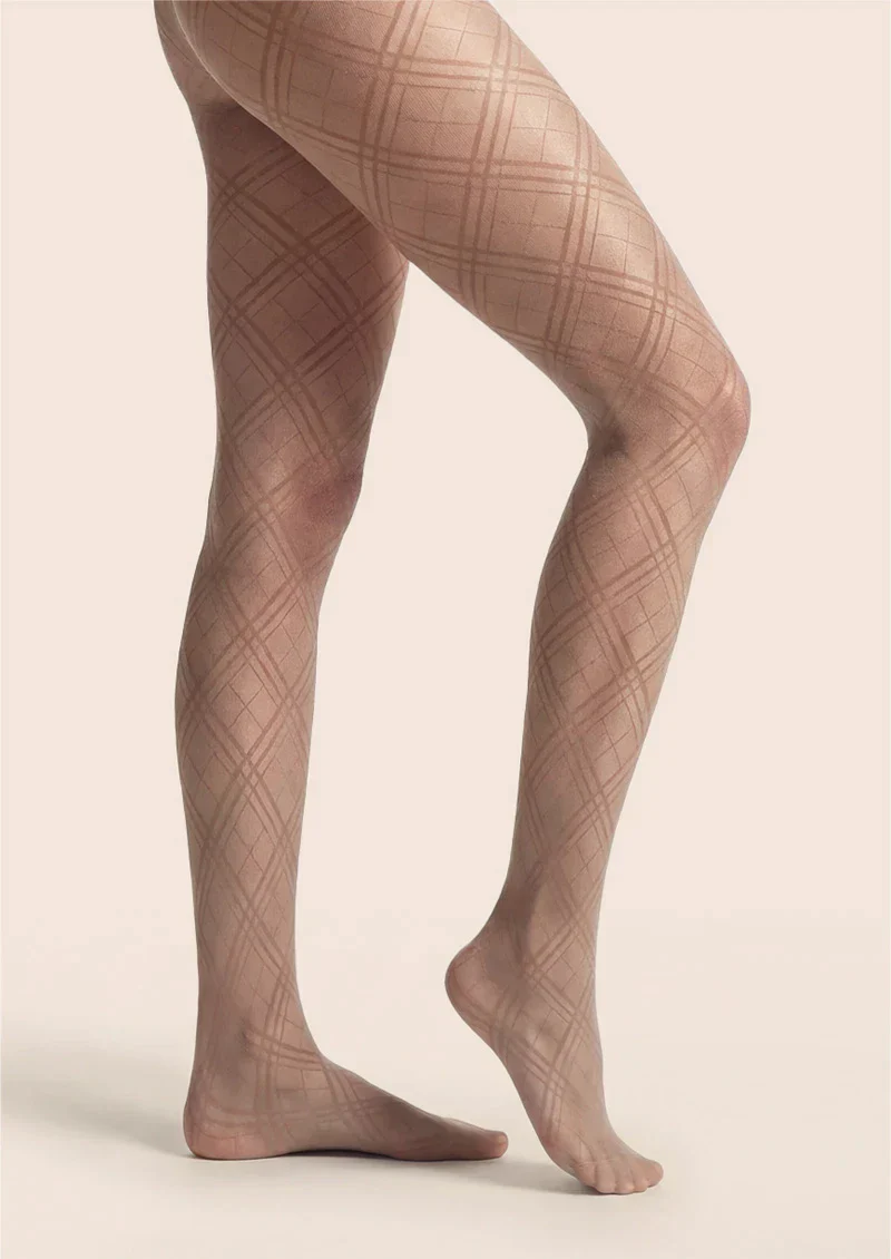 Viken Plan Argyle Texture Geometric Aesthetic Silky Pantyhose Tights Hosiery - Image 13