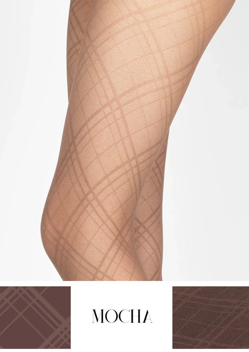 Viken Plan Argyle Texture Geometric Aesthetic Silky Pantyhose Tights Hosiery - Image 14