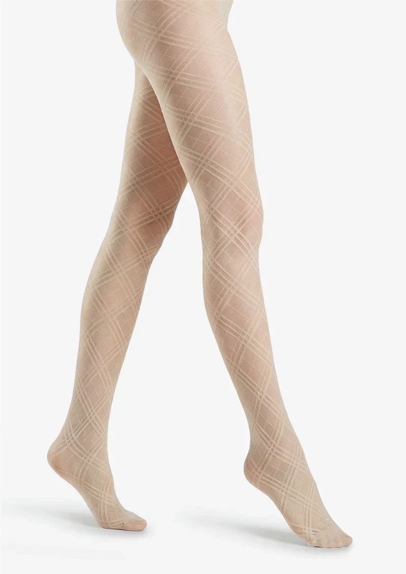 Viken Plan Argyle Texture Geometric Aesthetic Silky Pantyhose Tights Hosiery - Image 17