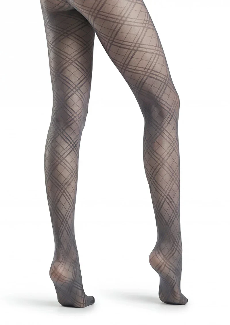 Viken Plan Argyle Texture Geometric Aesthetic Silky Pantyhose Tights Hosiery - Image 3