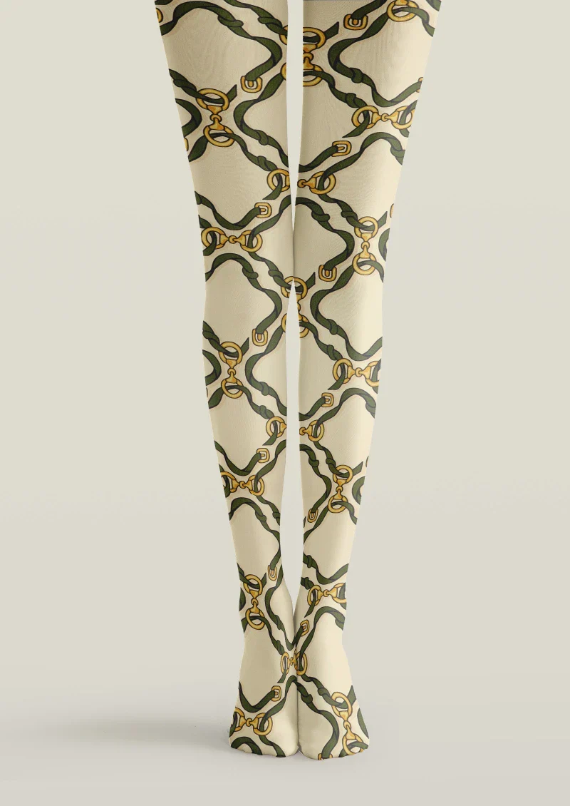 Viken Plan Beige Argyle Tights Hosiery Pantyhose - Image 4