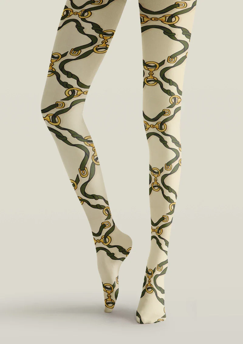 Viken Plan Beige Argyle Tights Hosiery Pantyhose - Image 5