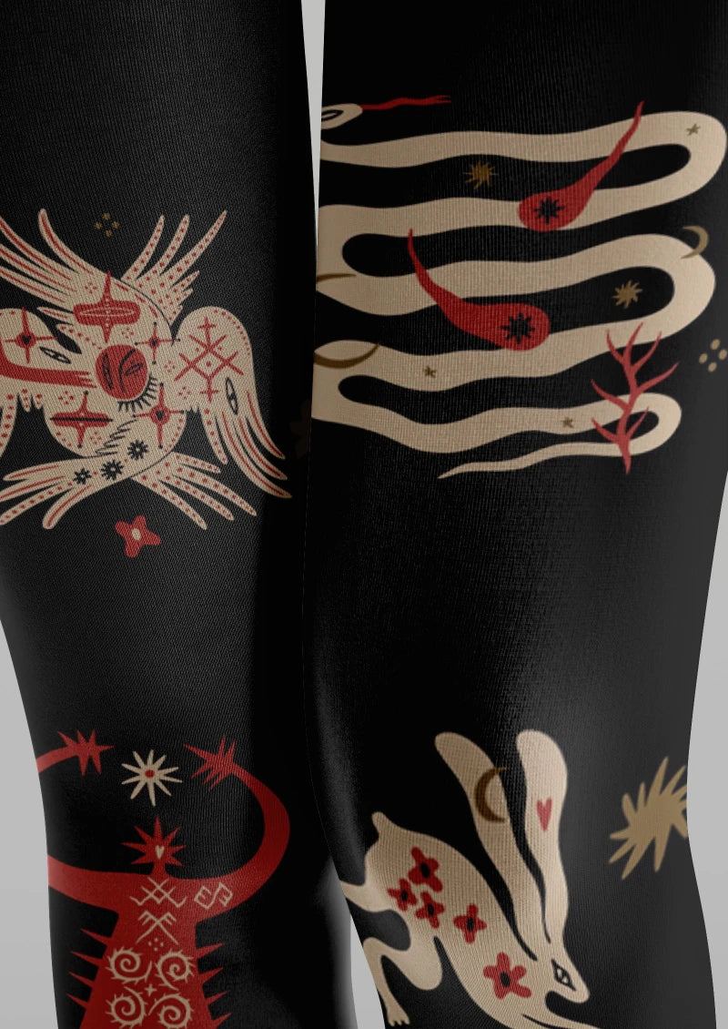 Viken Plan Black Abstract Graphic Tights Hosiery Pantyhose - Image 3