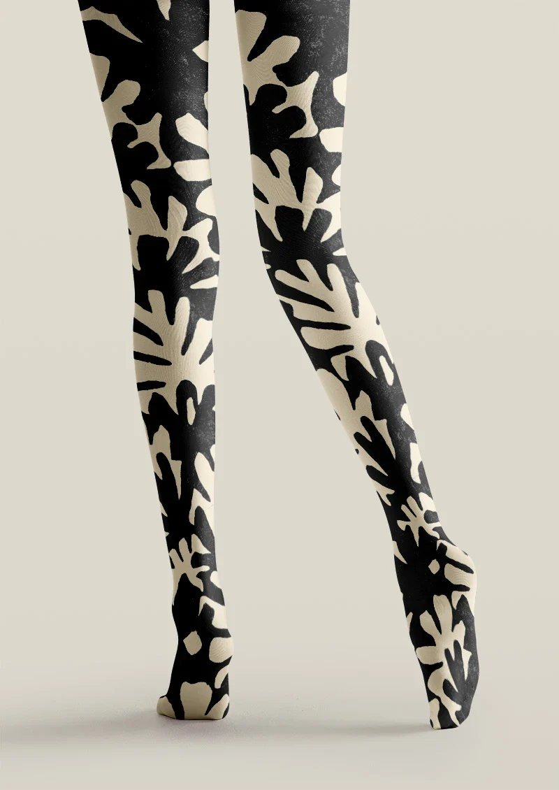 Viken Plan Black Botanica Tights Hosiery Pantyhose