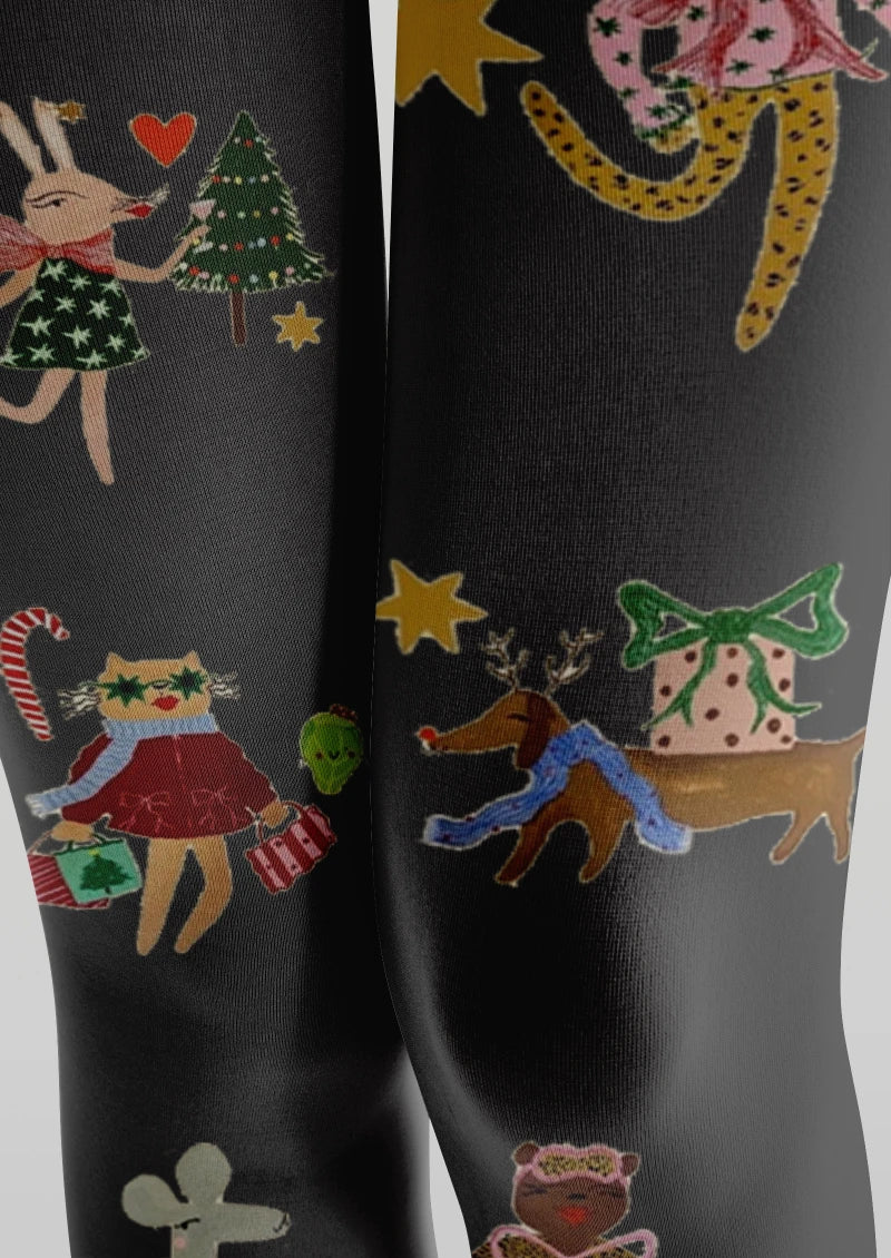 Viken Plan Black Decorative Graphic Tights Hosiery Pantyhose - Image 3