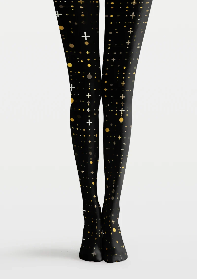 Viken Plan Black Gold Star Tights Hosiery Pantyhose