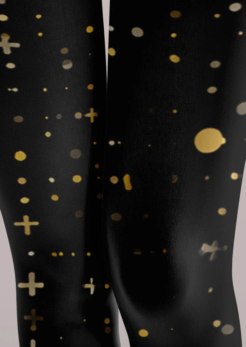 Viken Plan Black Gold Star Tights Hosiery Pantyhose - Image 3