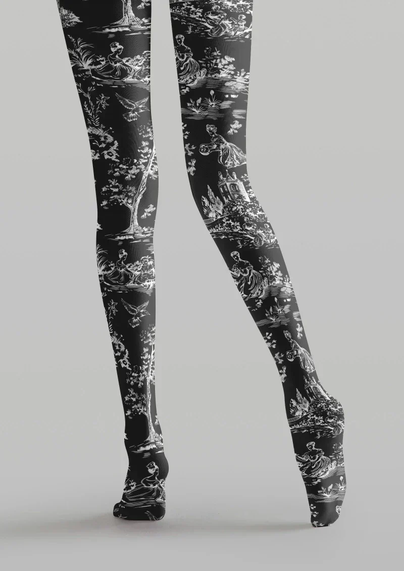 Viken Plan Black Gray Abstract Texture Tights Hosiery Pantyhose - Image 3
