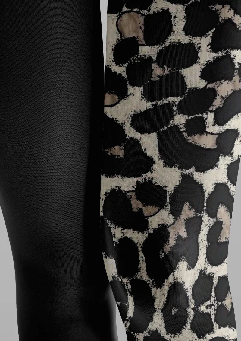 Viken Plan Black Leopard Print Tights Hosiery Pantyhose - Image 4