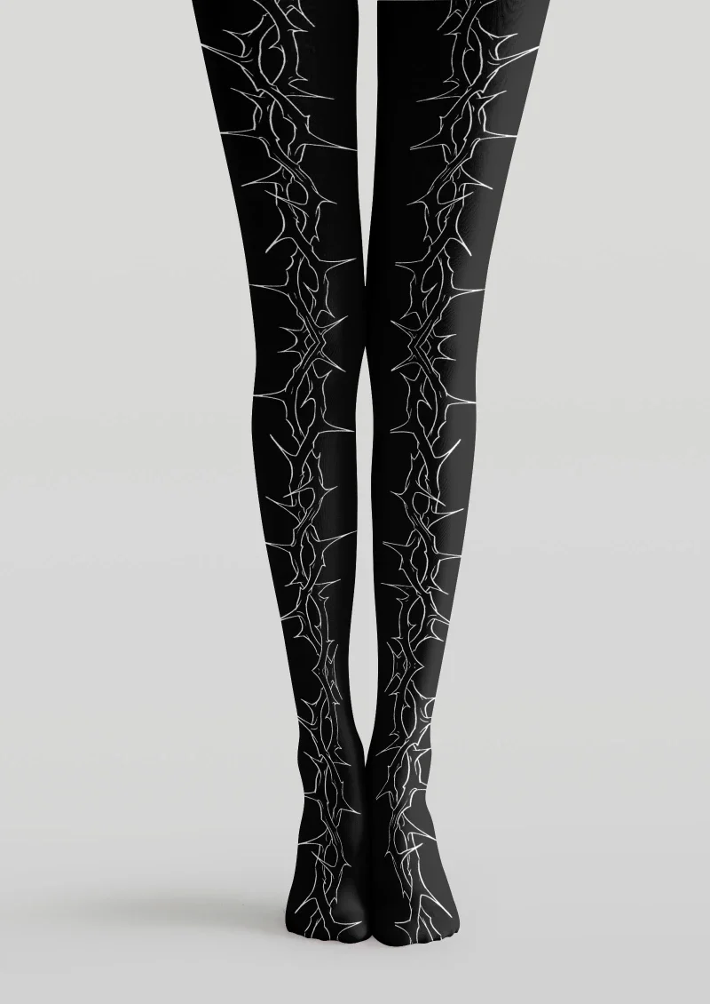 Viken Plan Black Line Graphic Tights Hosiery Pantyhose