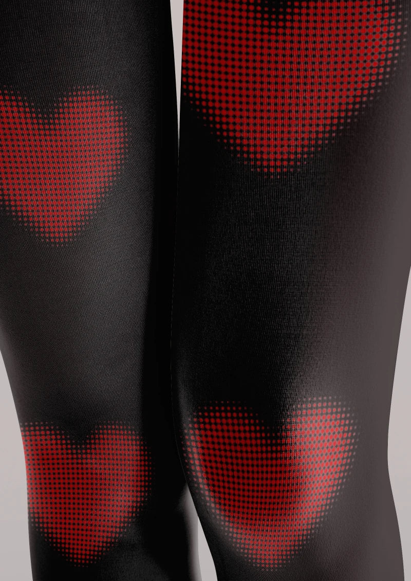 Viken Plan Valentine's Day Black Red Heart Graphic Tights Hosiery Pantyhose - Image 3