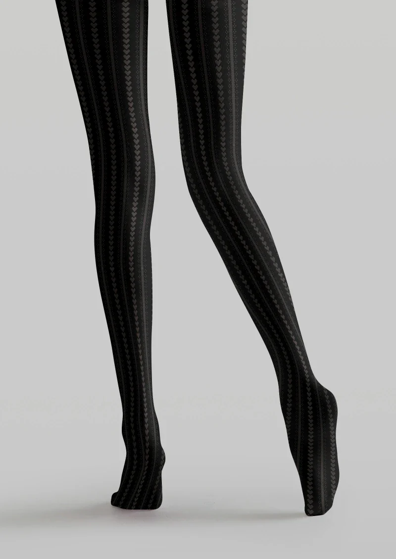 Viken Plan Black Ribbed Tights Hosiery Pantyhose - Image 4