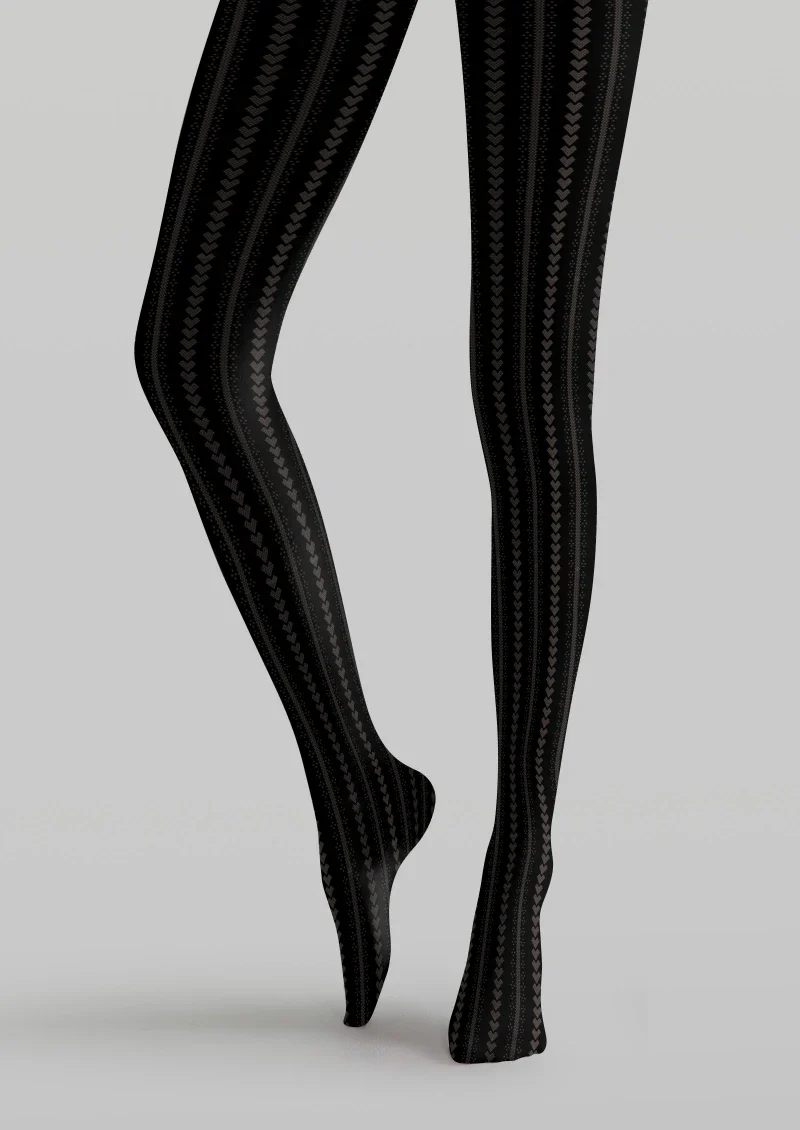Viken Plan Black Ribbed Tights Hosiery Pantyhose - Image 5