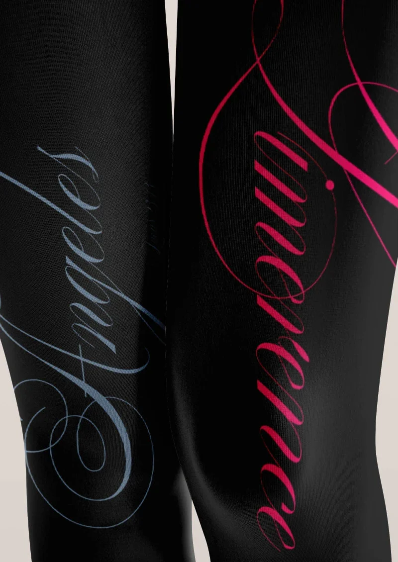 Viken Plan Black White Handwritten Text Tights Hosiery Pantyhose - Image 4