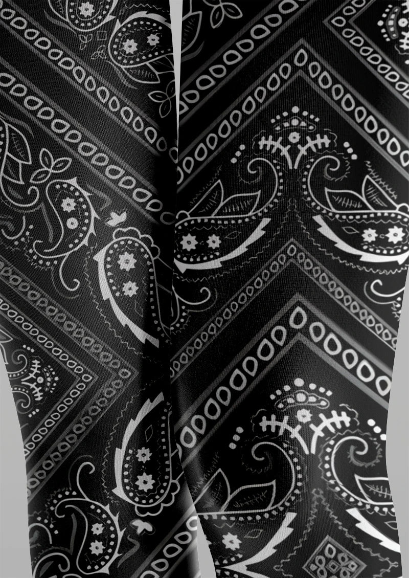 Viken Plan Black & White paisley Tights Hosiery Pantyhose - Image 5