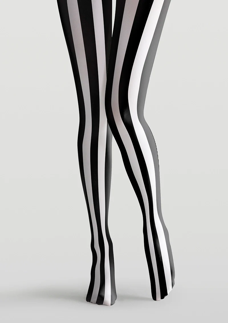 Viken Plan Black-white stripes Tights Hosiery Pantyhose