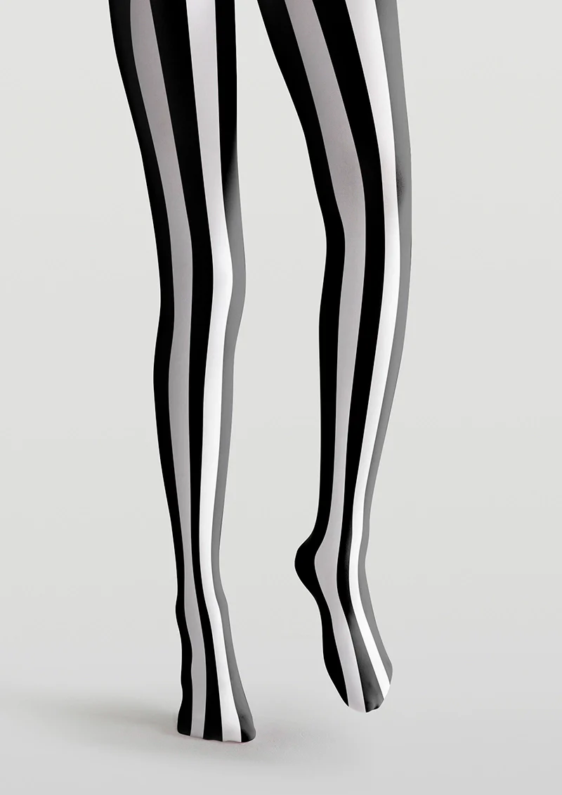 Viken Plan Black-white stripes Tights Hosiery Pantyhose - Image 3
