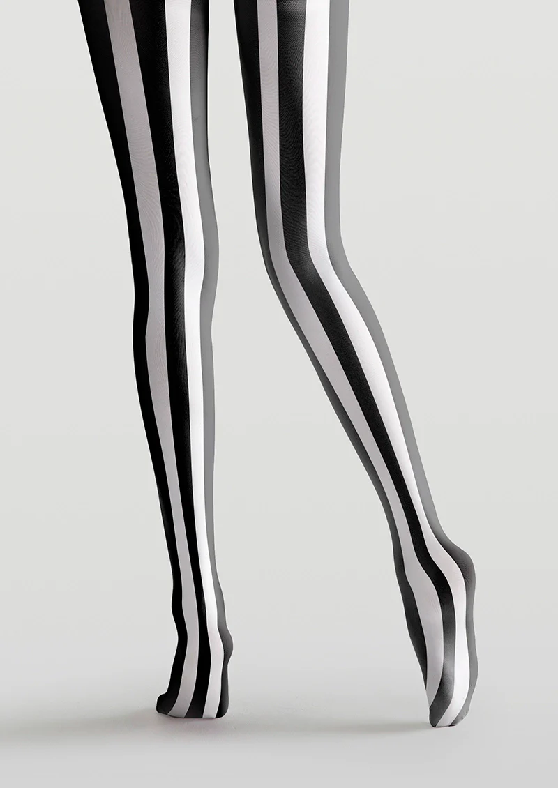 Viken Plan Black-white stripes Tights Hosiery Pantyhose - Image 4