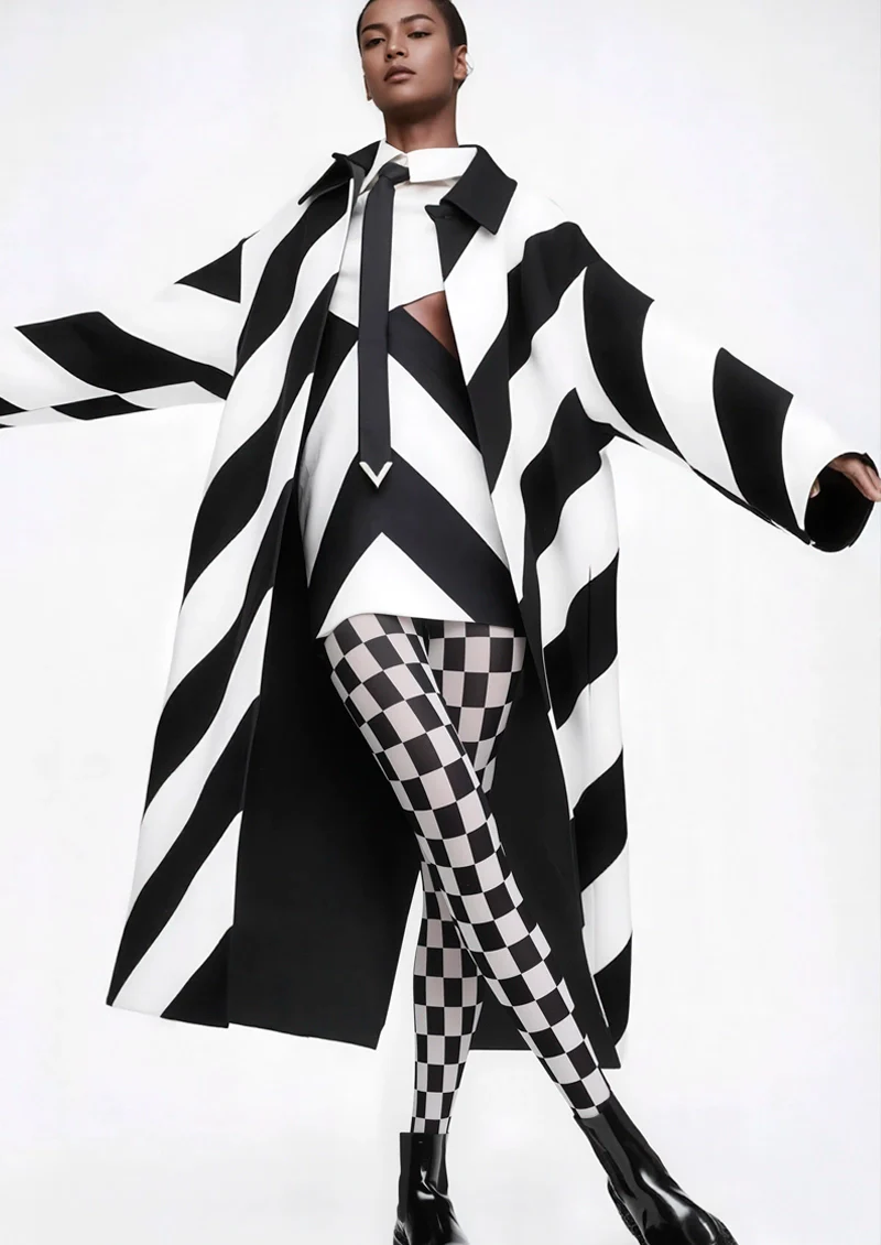 Viken Plan Black-white checkered Tights Hosiery Pantyhose - Image 2