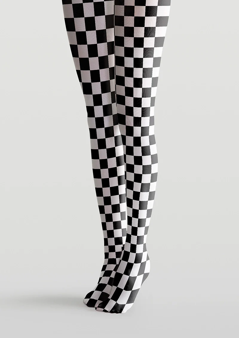Viken Plan Black-white checkered Tights Hosiery Pantyhose - Image 3
