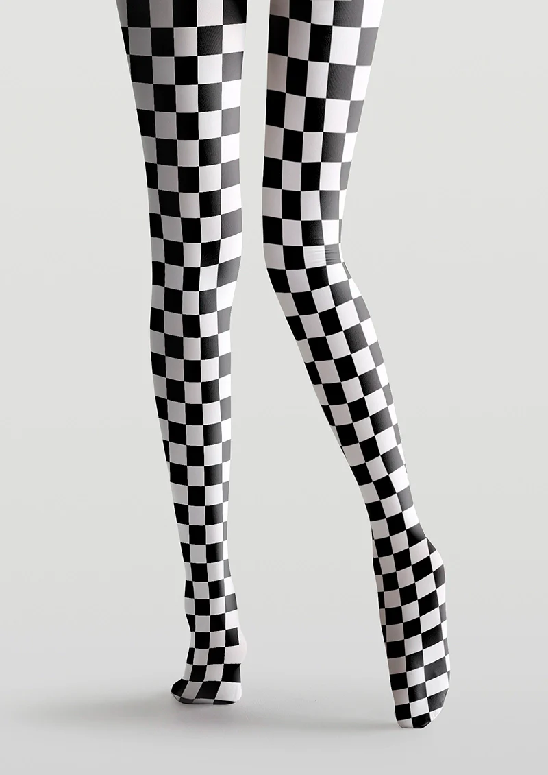Viken Plan Black-white checkered Tights Hosiery Pantyhose - Image 5