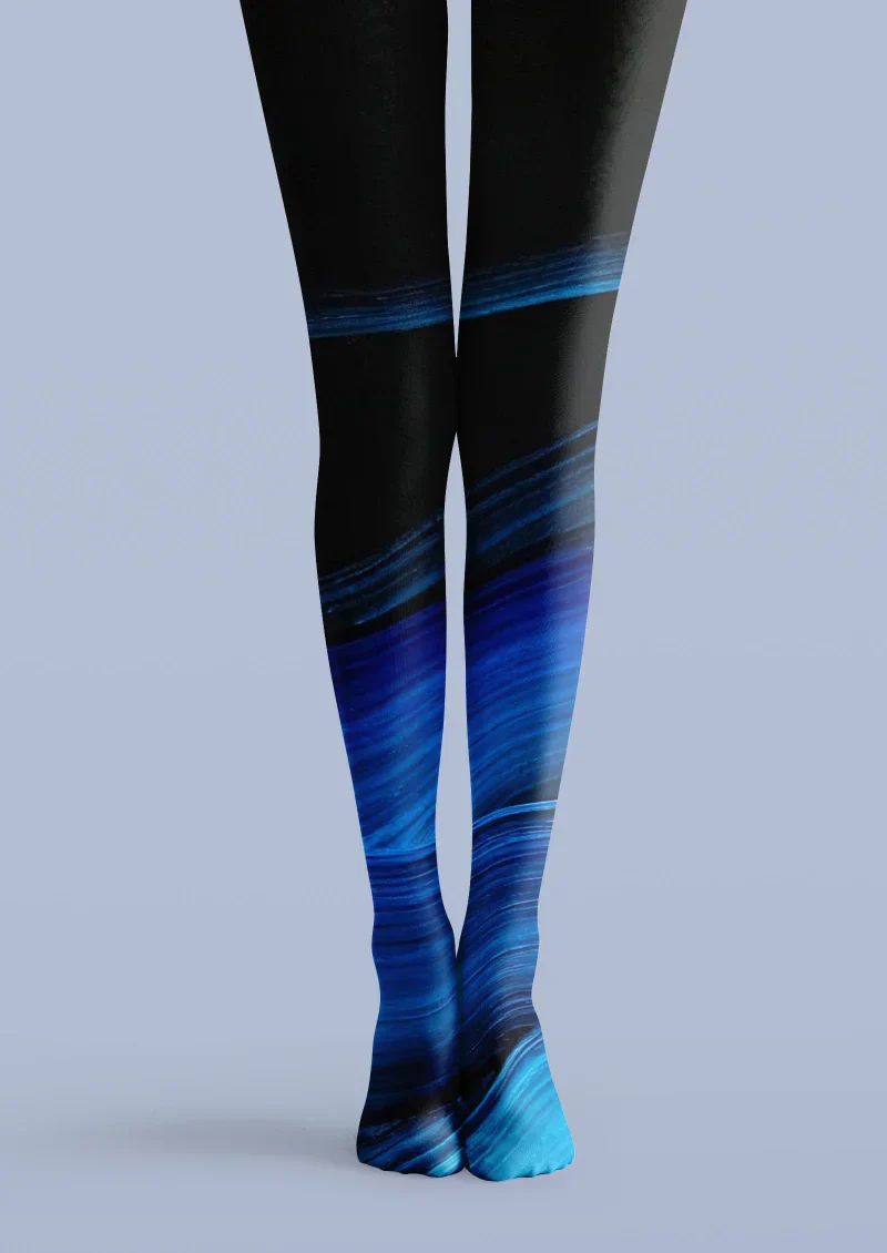 Viken Plan Blue Black Gradient Tights Hosiery Pantyhose