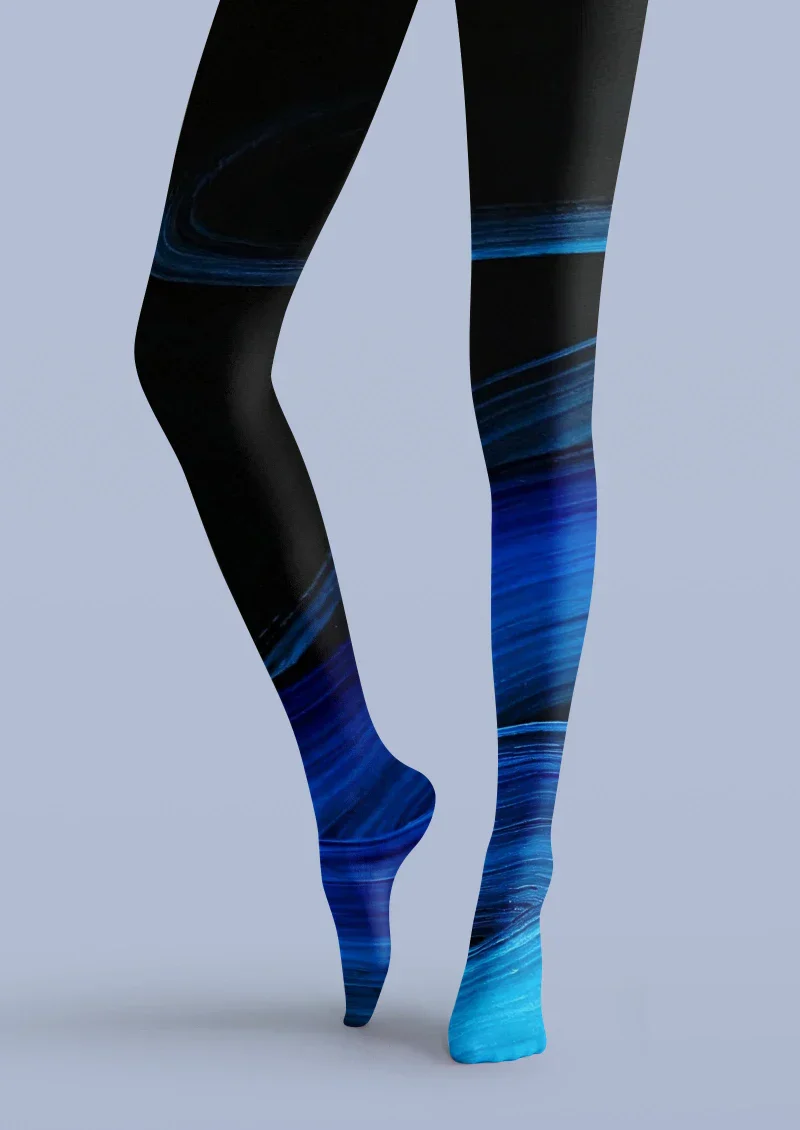 Viken Plan Blue Black Gradient Tights Hosiery Pantyhose - Image 5