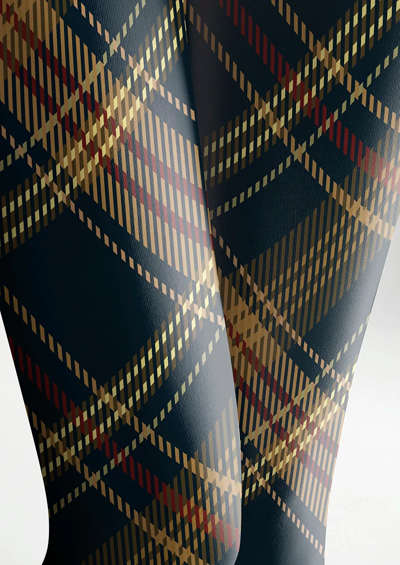 Viken Plan Blue-brown Check Plaid Tights Hosiery Pantyhose - Image 5