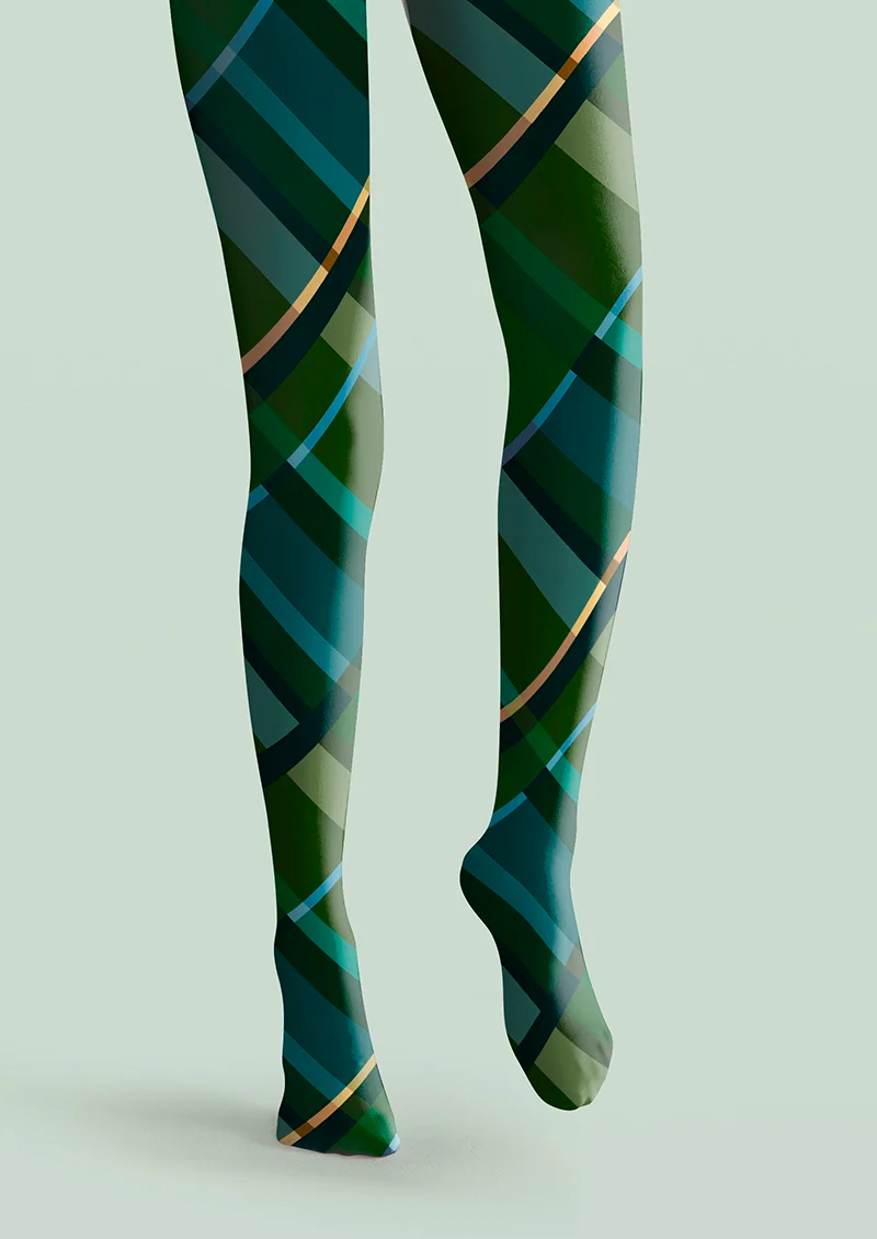 Viken Plan Blue diagonal stripes Tights Hosiery Pantyhose