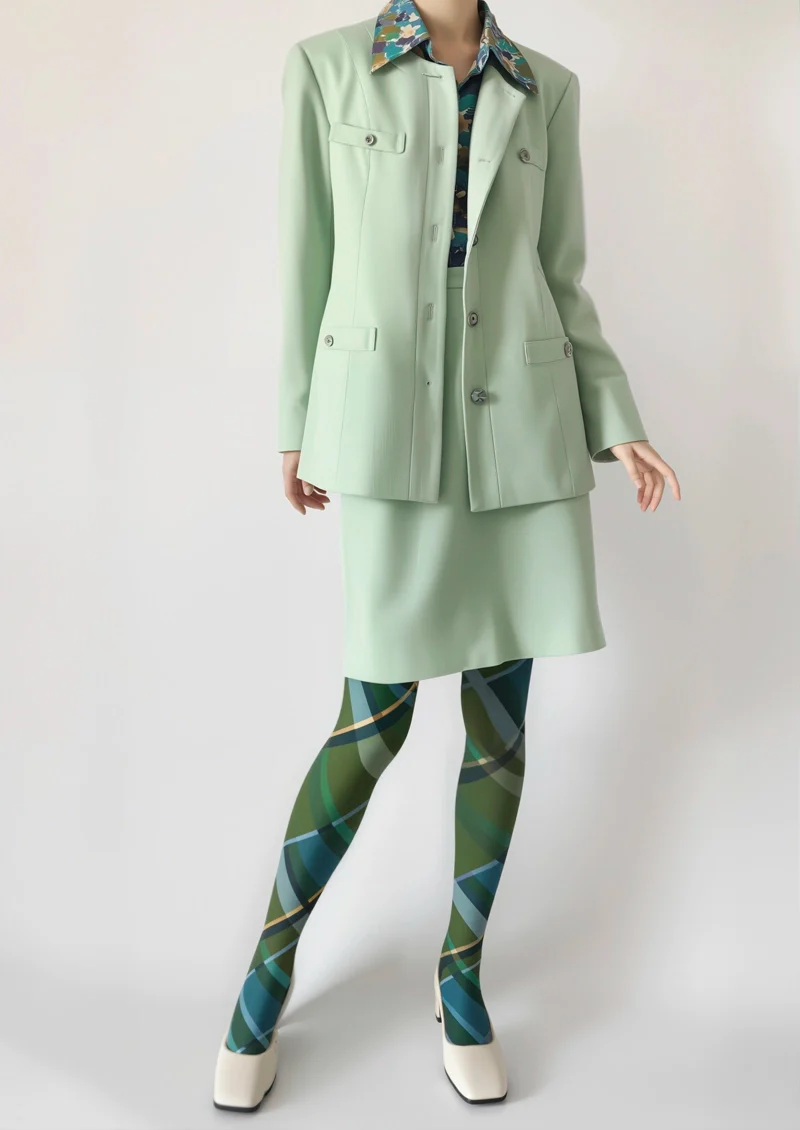 Viken Plan Blue diagonal stripes Tights Hosiery Pantyhose - Image 2